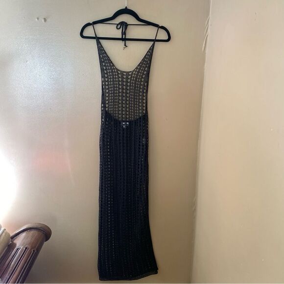 Superdown Renata Dress black sheer halter swim cover up mesh midi maxi Revolve - Picture 5 of 10